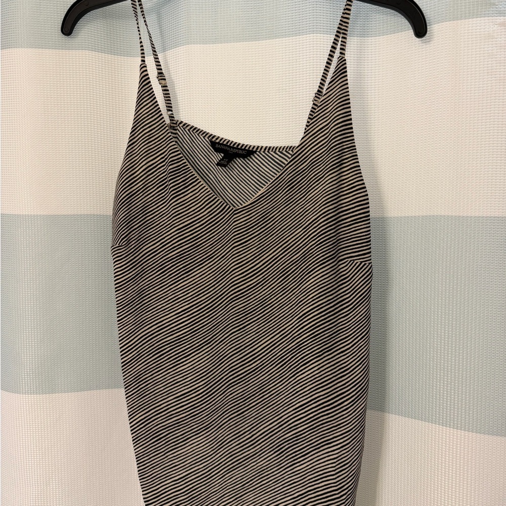 Banana Republic Black and White Striped V-Neck Cami